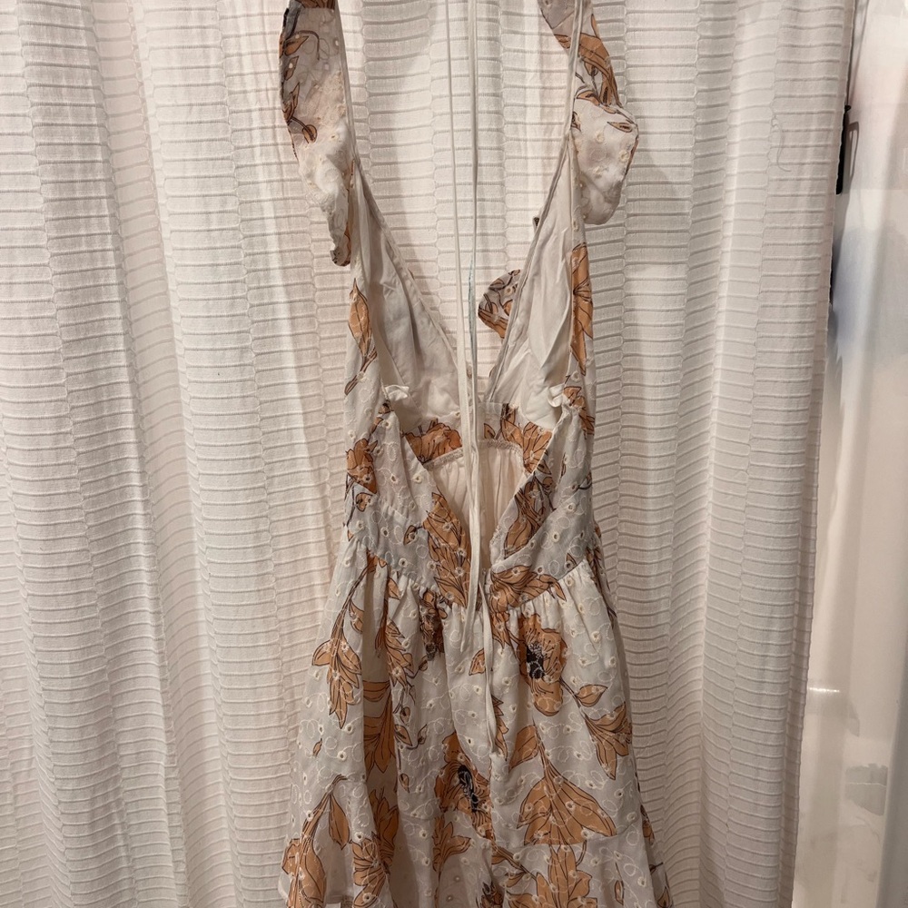 Floral White and Brown Dress